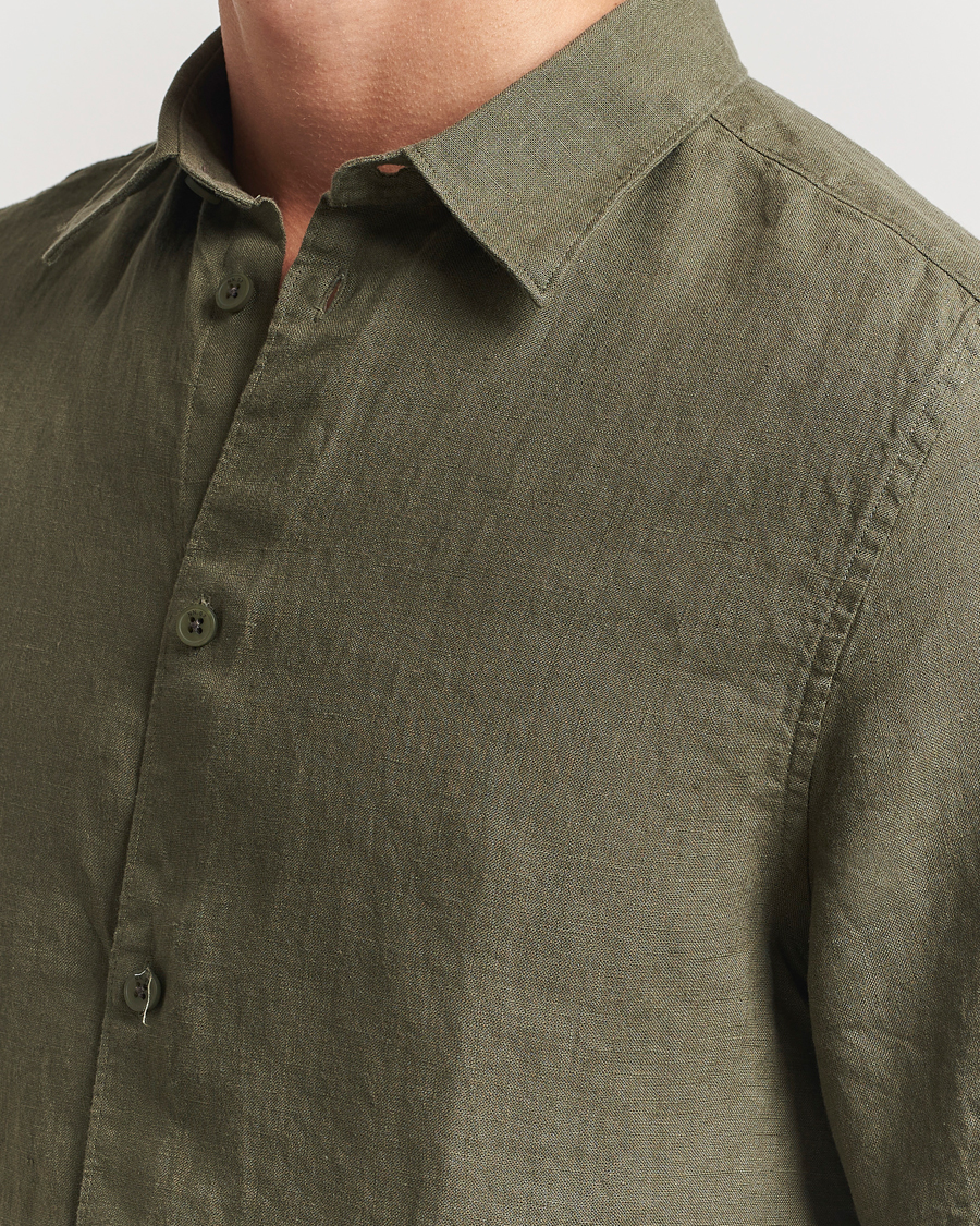 Herre | Skjorter | NN07 | Enzo Linen Short Sleeve Shirt Capers Green