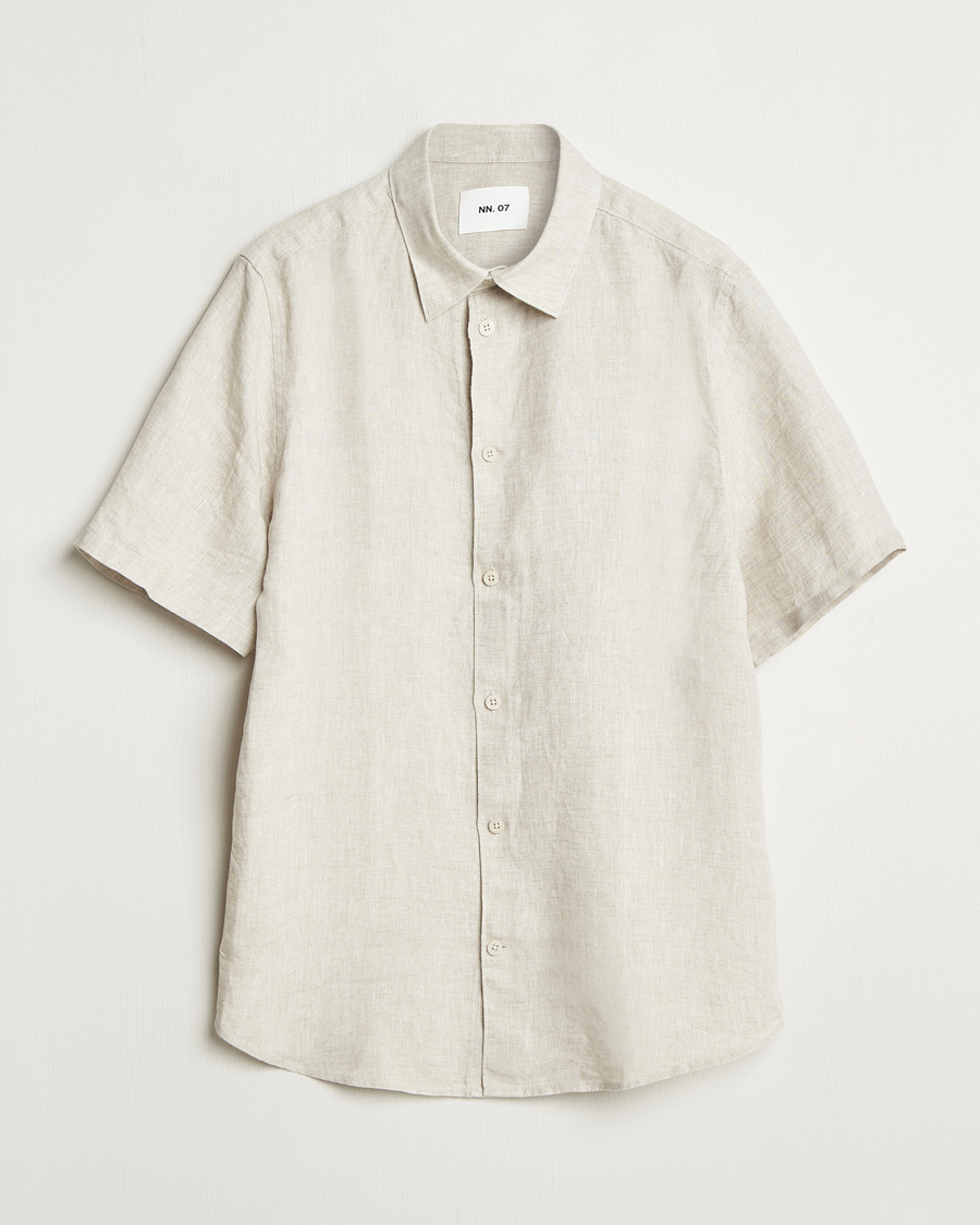 Herre | Skjorter | NN07 | Enzo Linen Short Sleeve Shirt Oat