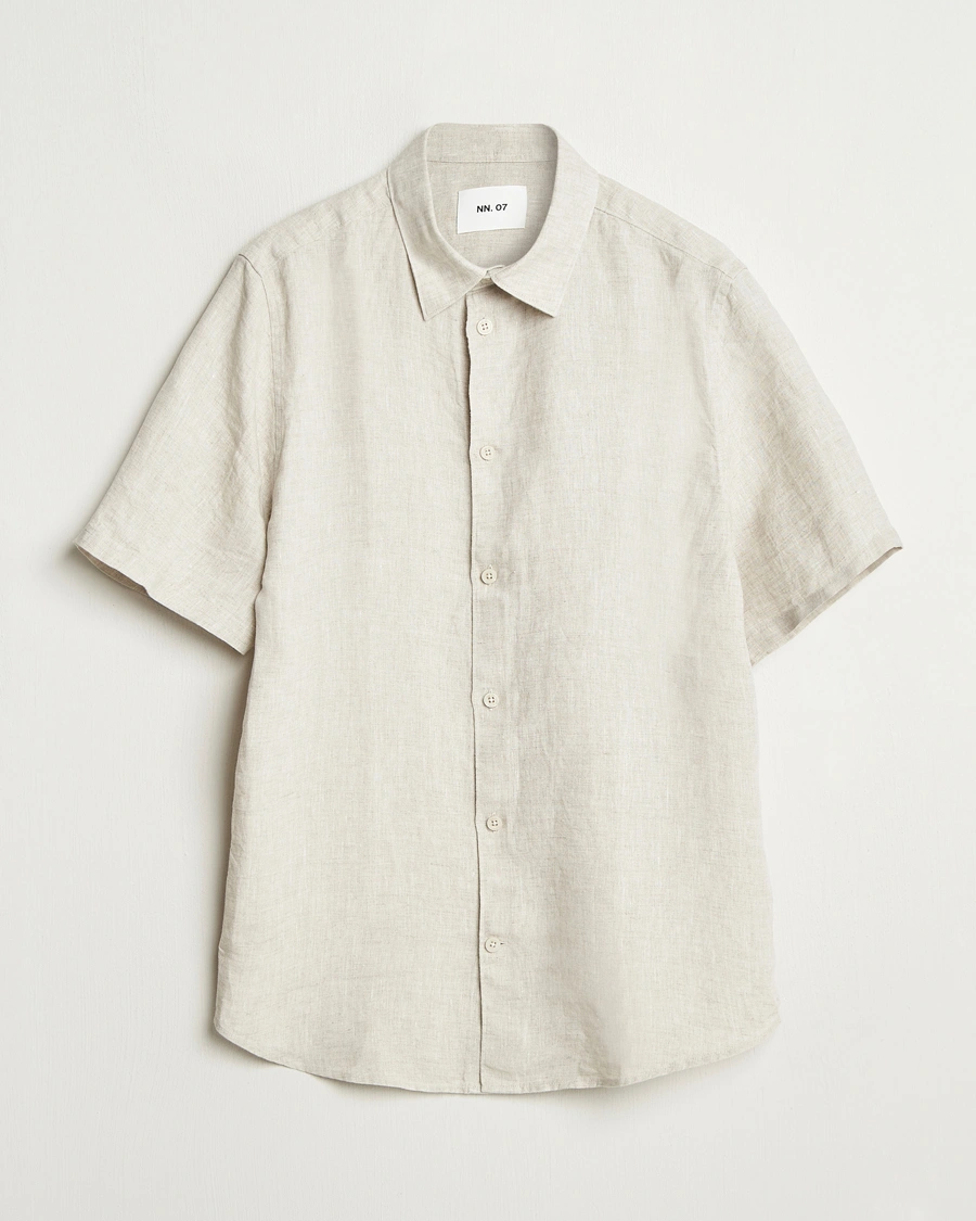 Herre | Skjorter | NN07 | Enzo Linen Short Sleeve Shirt Oat