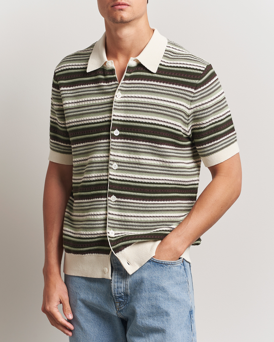 Herre | Skjorter | NN07 | Nolan Knitted Striped Short Sleeve Shirt Multi