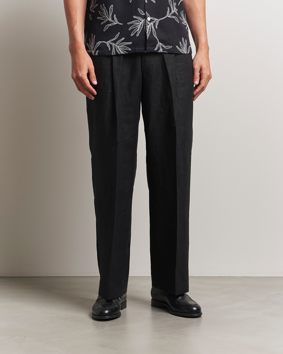 Herre | Bukser | NN07 | Kay Relaxed Fit Linen Trousers Black