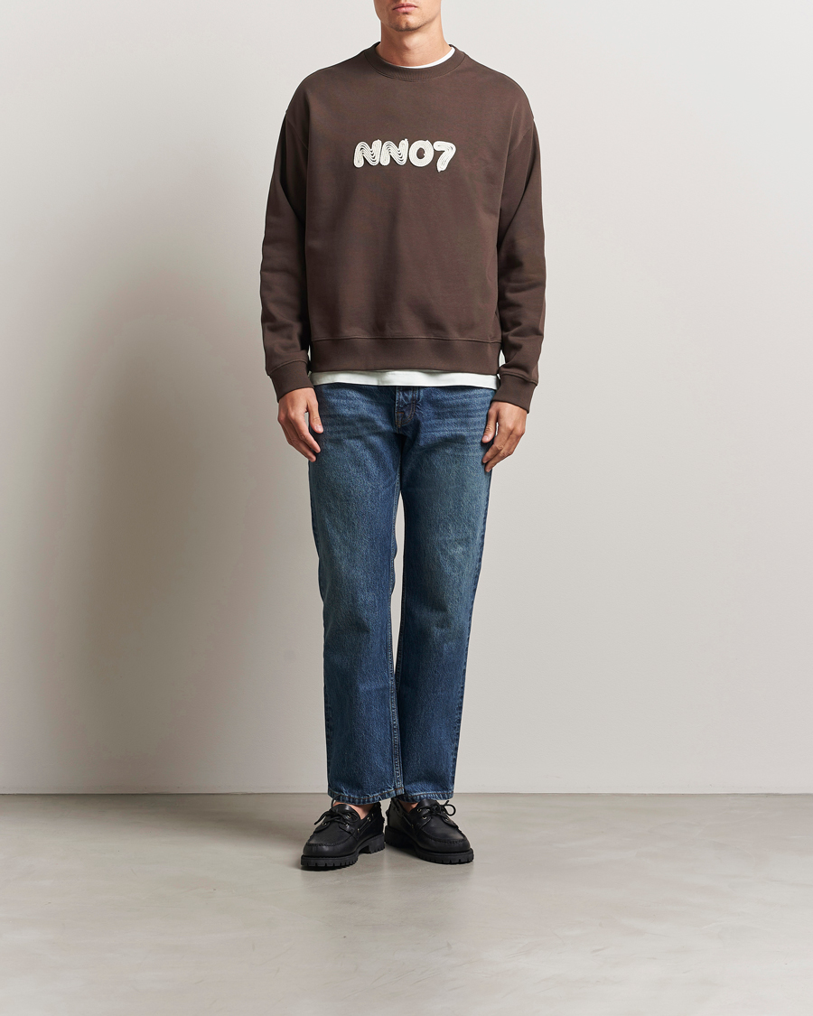 Herre | Gensere | NN07 | David Rope Logo Crew Neck Sweatshirt Coffee