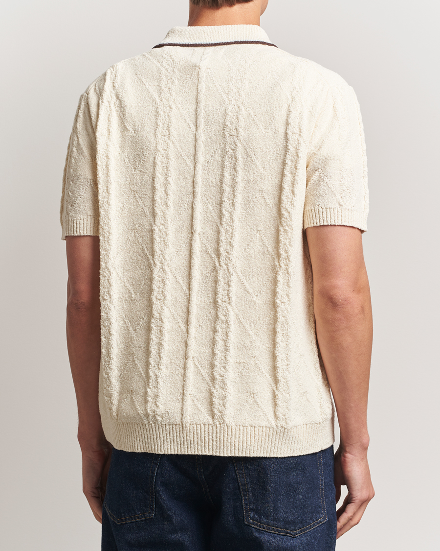 Herre | Pikéer | NN07 | Gustav Bouclé Half Zip Polo Ivory