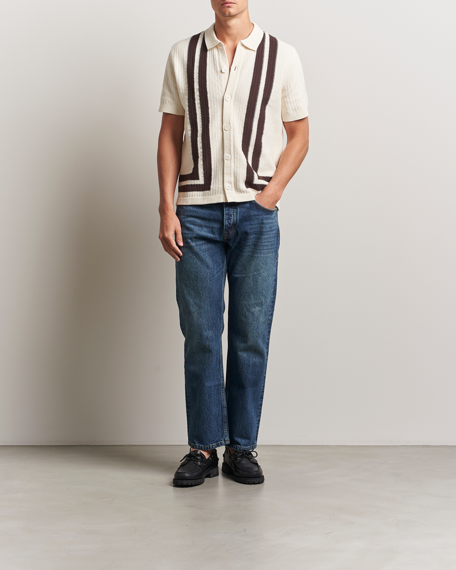 Herre | Skjorter | NN07 | Ares Knitted Short Sleeve Shirt Ivory
