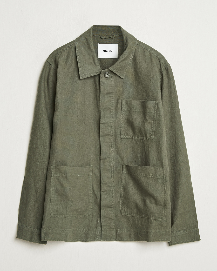 Herre | Skjorter | NN07 | Olav Linen Overshirt Croc Green