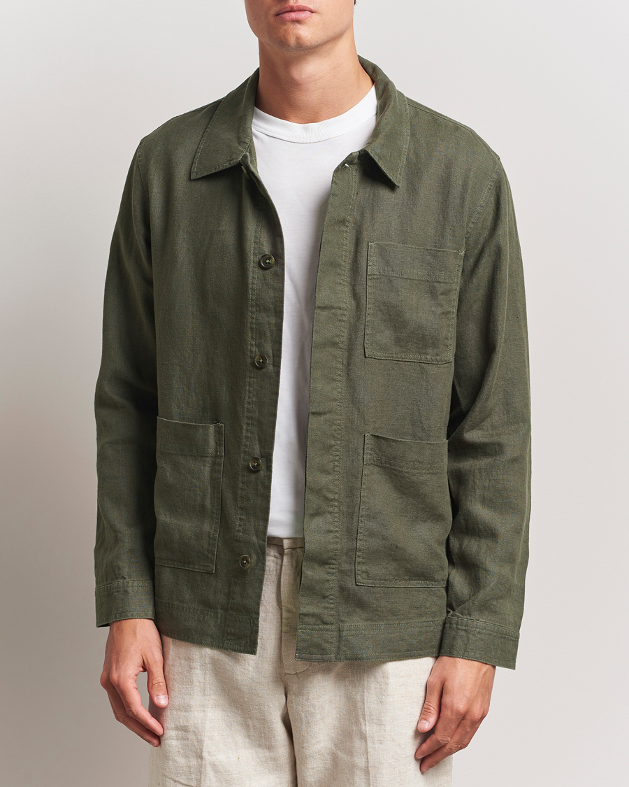 Herre | Skjorter | NN07 | Olav Linen Overshirt Croc Green