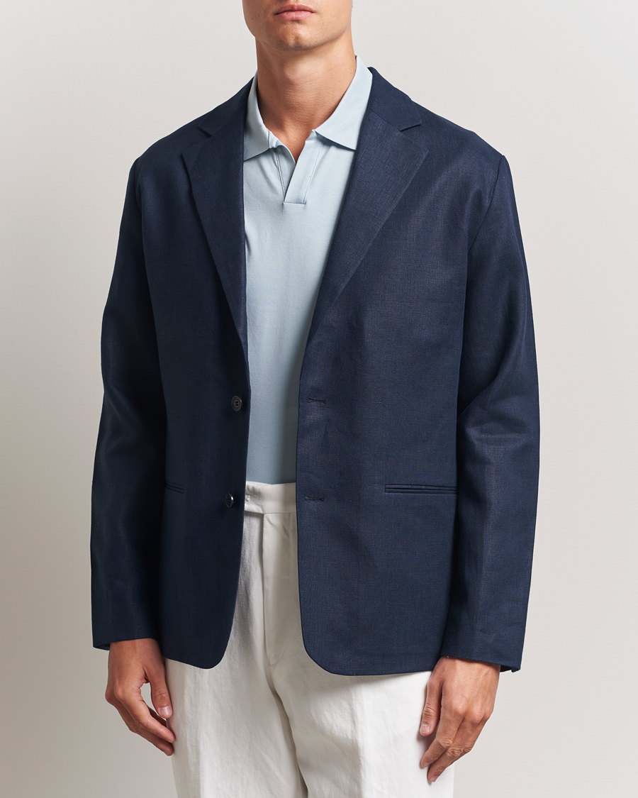 Herre | Dressjakker | NN07 | Timo Linen Blazer Navy Blue
