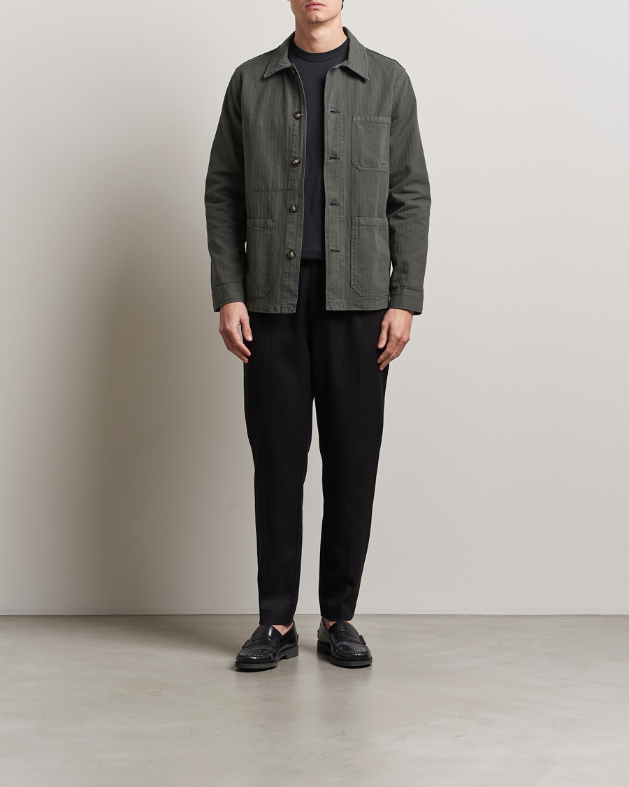 Herre | Jakker | A Day's March | Herringbone Overshirt Olive