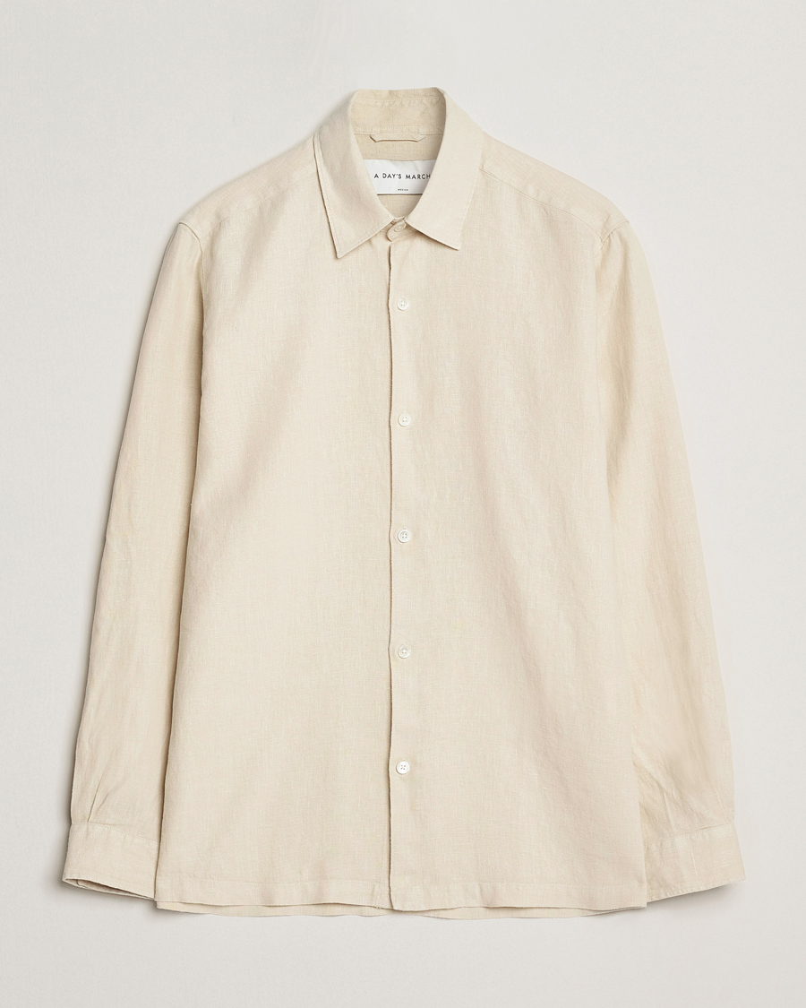 Herre | Skjorter | A Day's March | Clean Cut Linen Shirt Oyster