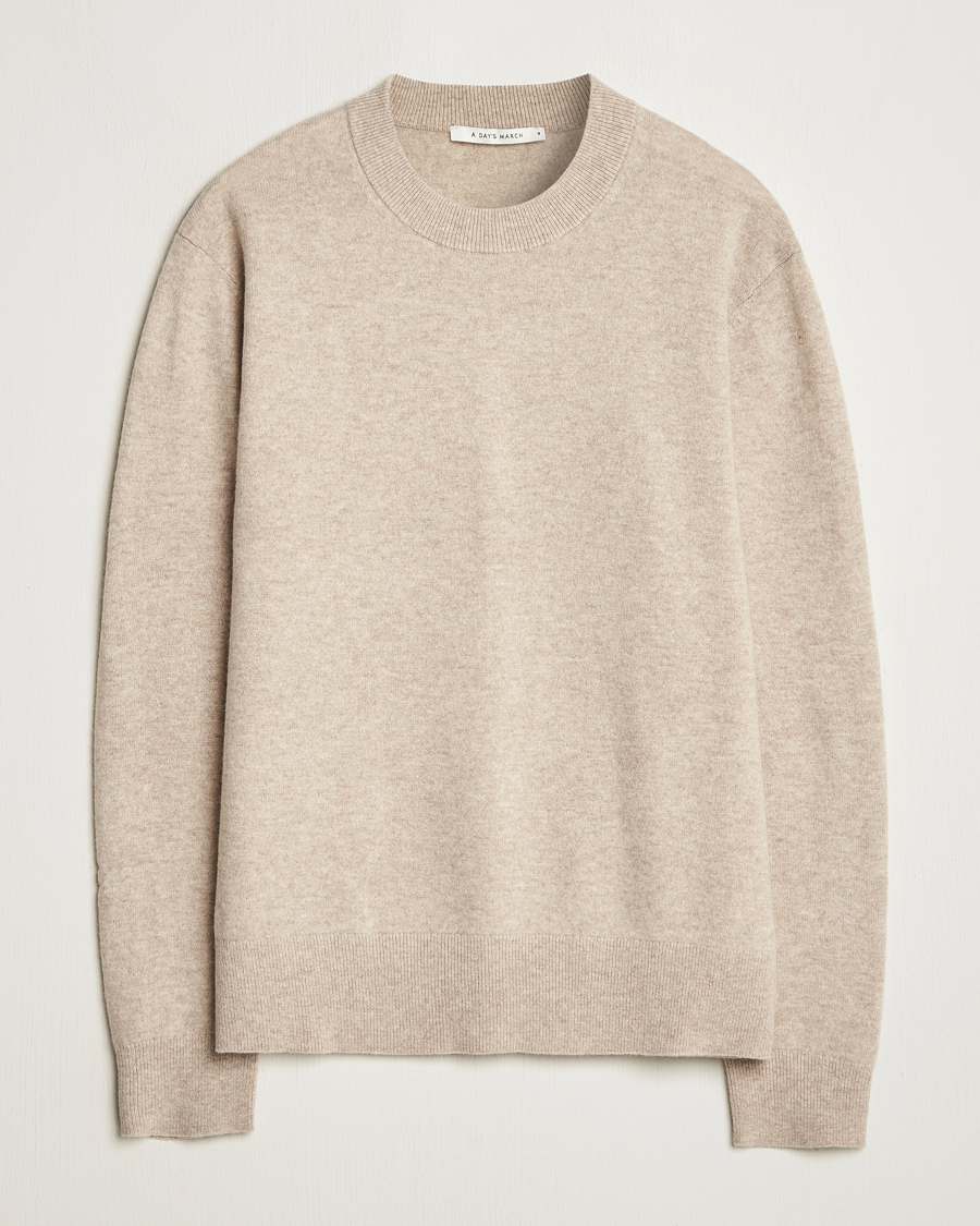 Herre | Gensere | A Day's March | Marlow Cashmere Blend Sweater Sand