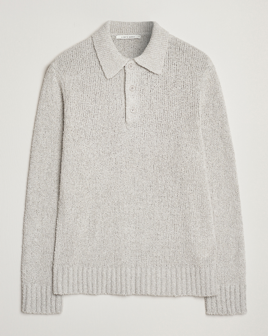 Herre | Gensere | A Day's March | Dover Structured Polo Light Grey