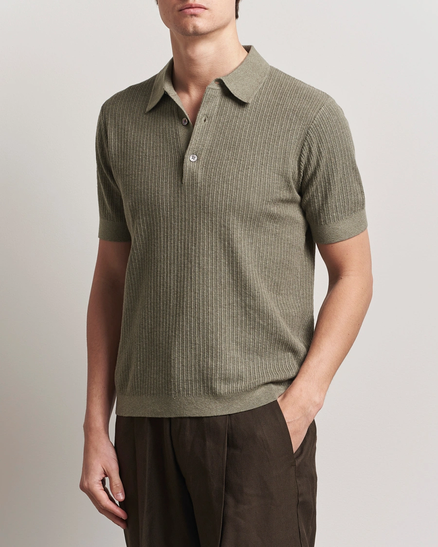 Herre | Gensere | A Day's March | Aspen Structure Short Sleeve Polo Safari Green