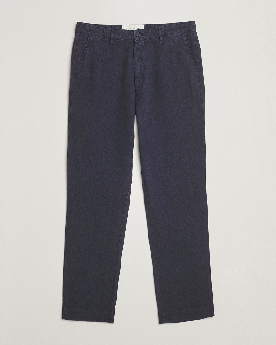 Herre | Bukser | A Day's March | Madu Linen Trousers Navy