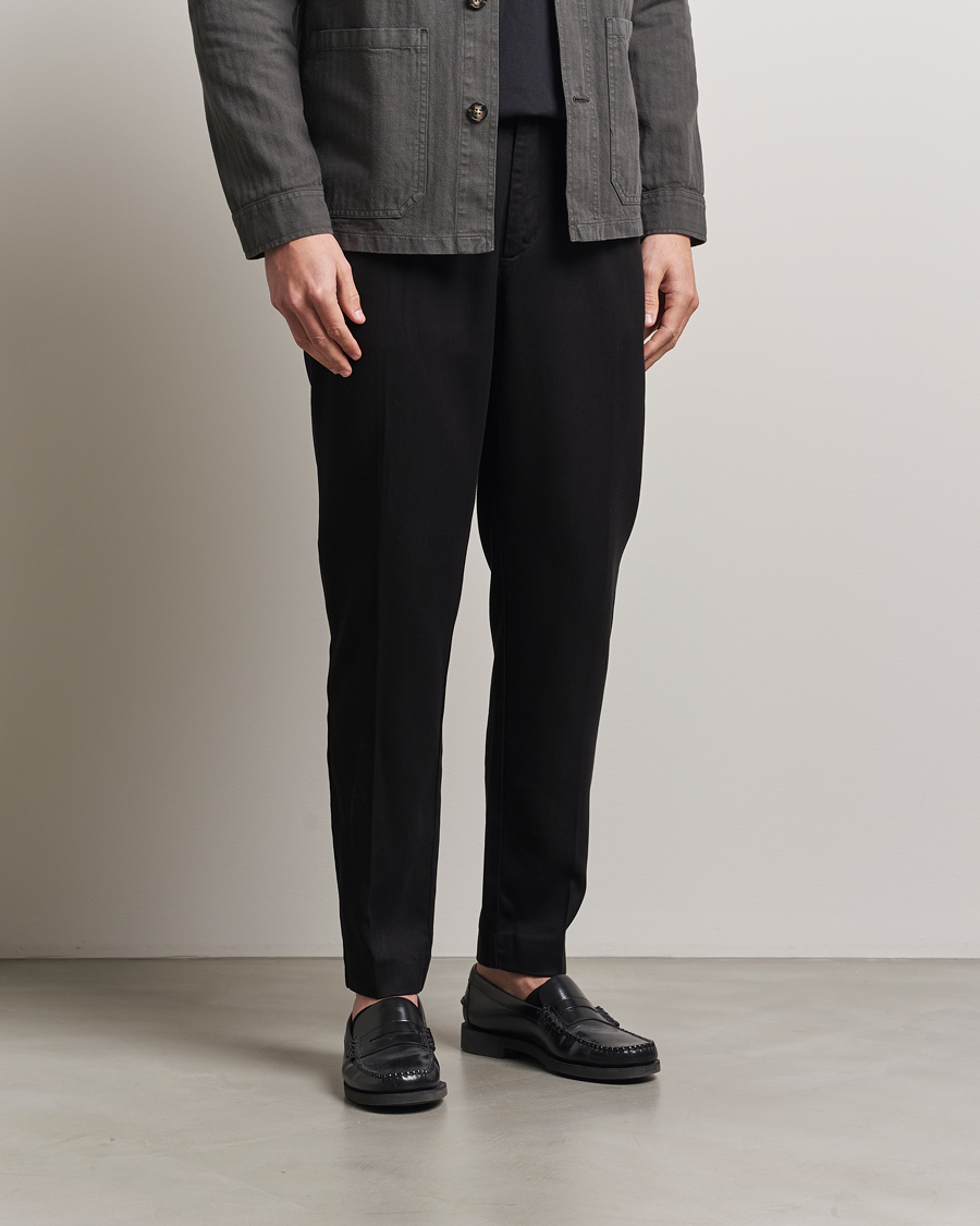 Herre | Bukser | A Day's March | Smart Lyocell Trousers Black