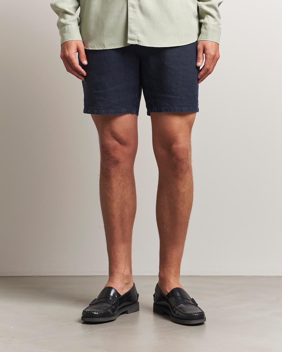 Herre | Shorts | A Day's March | Ipu Linen Drawstring Shorts Navy