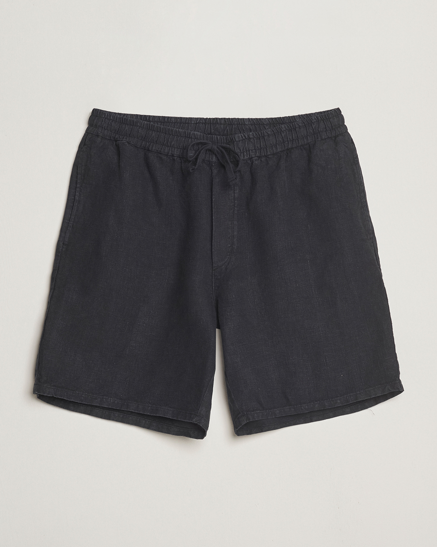 Herre | Shorts | A Day's March | Ipu Linen Drawstring Shorts Off Black