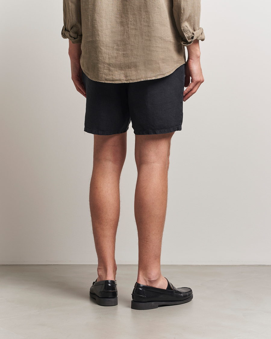 Herre | Shorts | A Day's March | Ipu Linen Drawstring Shorts Off Black