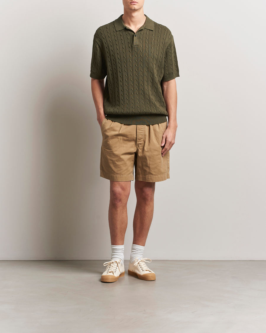 Herre | Pikéer | BEAMS PLUS | Short Sleeve Cable Polo Olive