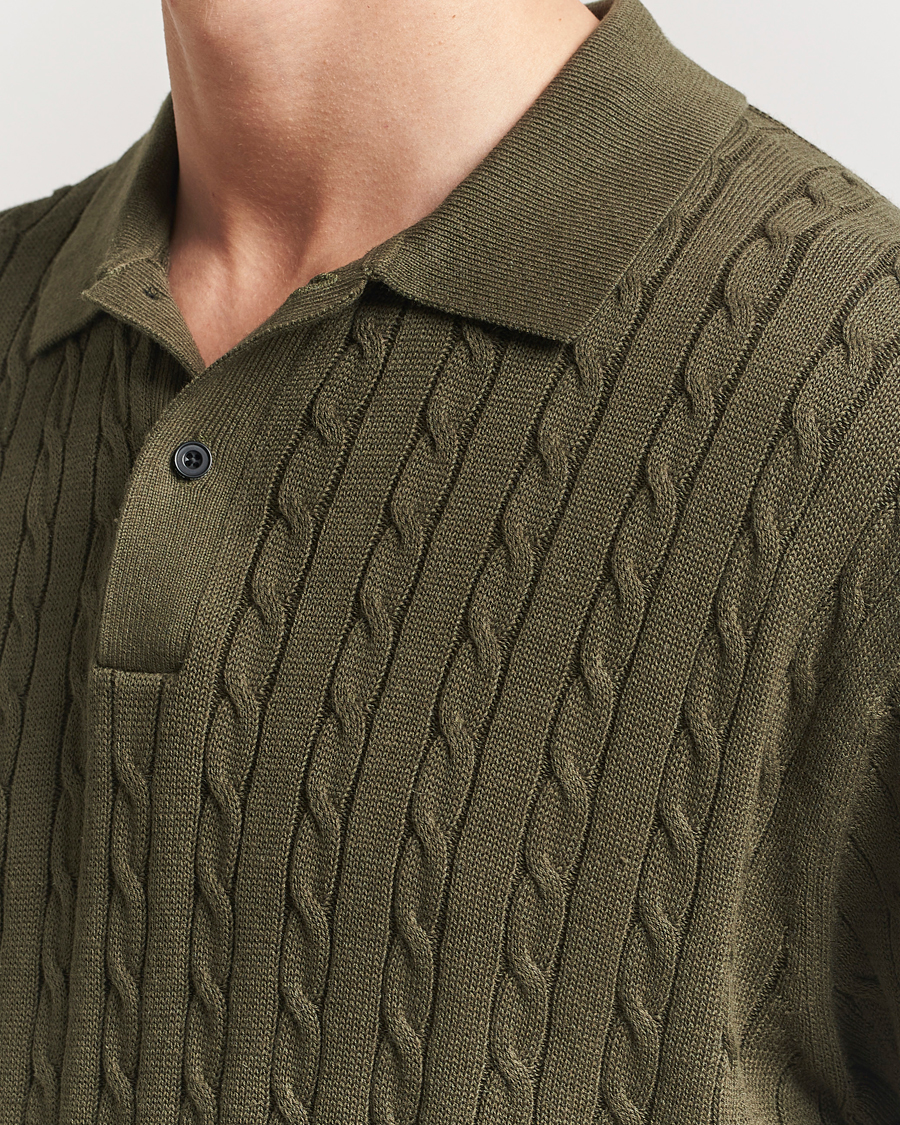 Herre | Pikéer | BEAMS PLUS | Short Sleeve Cable Polo Olive