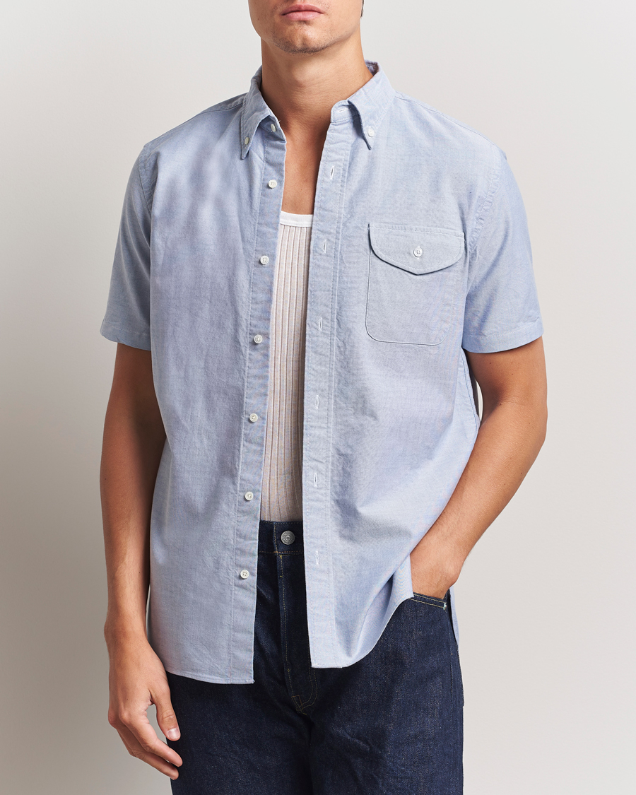Herre | Skjorter | BEAMS PLUS | Short Sleeve Oxford Shirt Light Blue