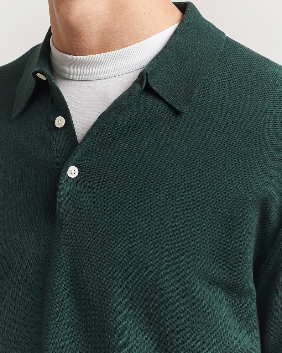 Herre | Gensere | BEAMS PLUS | Long Sleeve 12G Knit Polo Forest Green