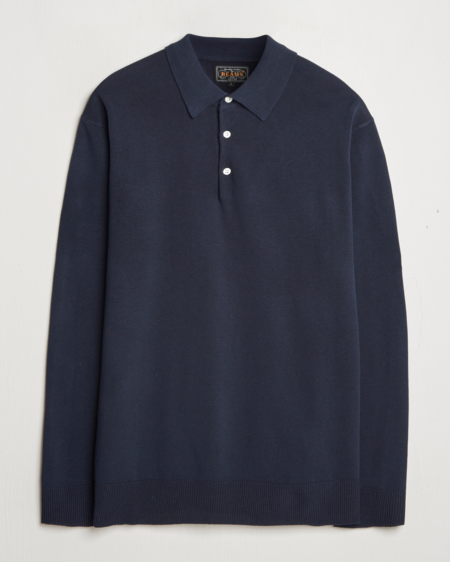 Herre | Gensere | BEAMS PLUS | Long Sleeve 12G Knit Polo Navy