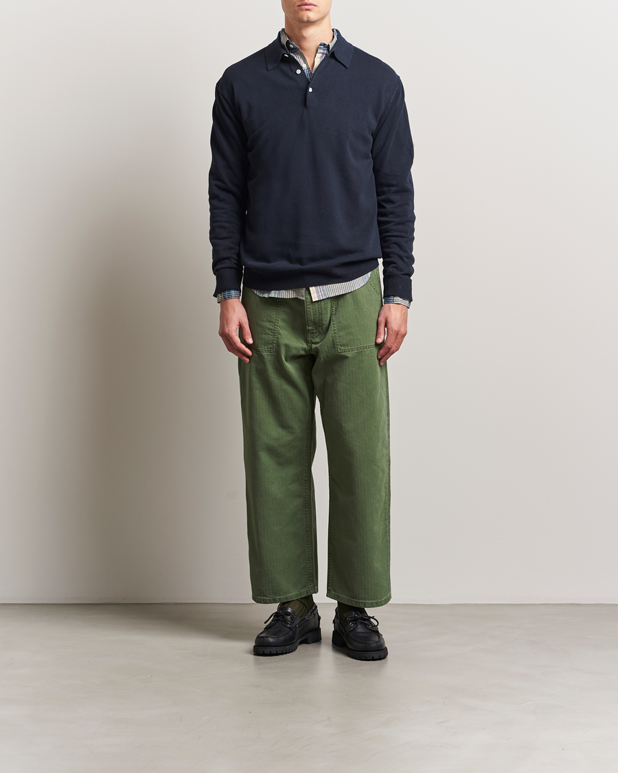 Herre | Gensere | BEAMS PLUS | Long Sleeve 12G Knit Polo Navy