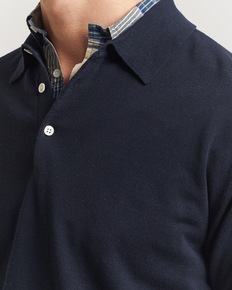 Herre | Gensere | BEAMS PLUS | Long Sleeve 12G Knit Polo Navy