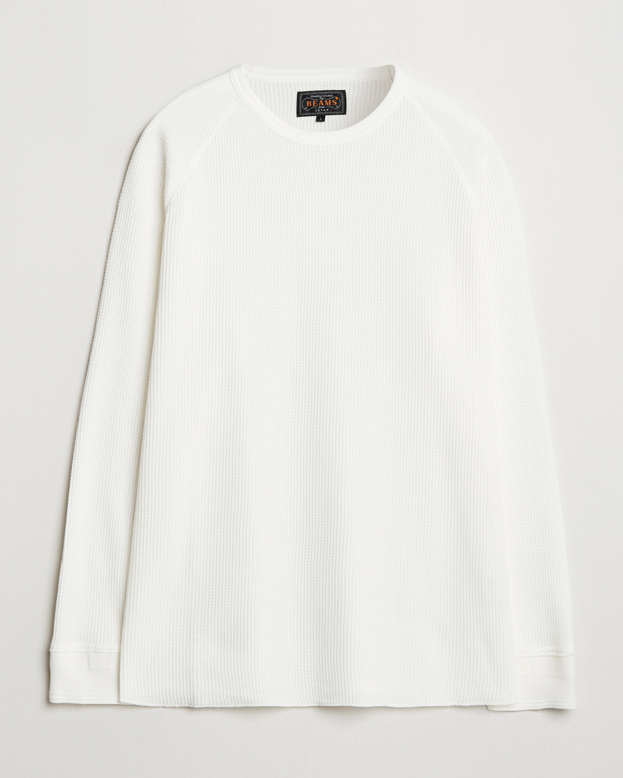 Herre | Gensere | BEAMS PLUS | Thermal Knit Crewneck White