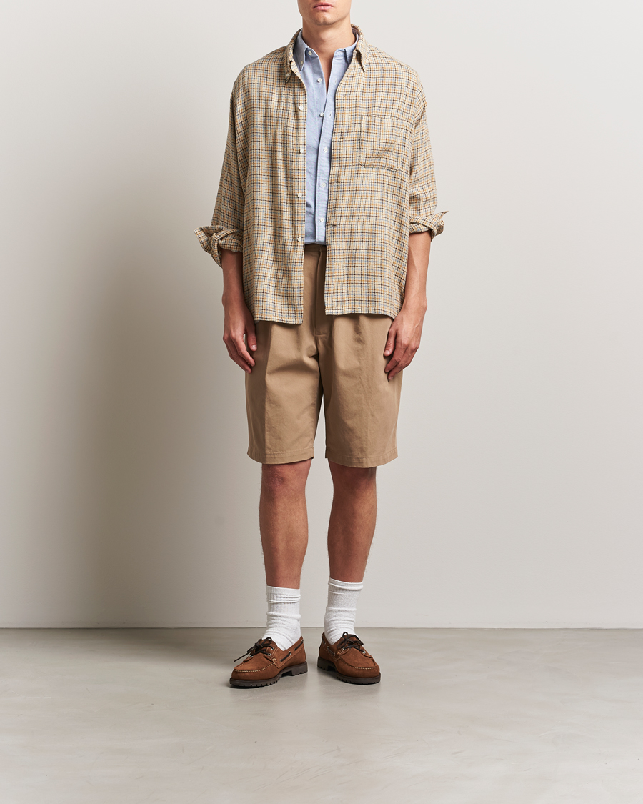 Herre | Shorts | BEAMS PLUS | Pleated Twill Shorts Khaki