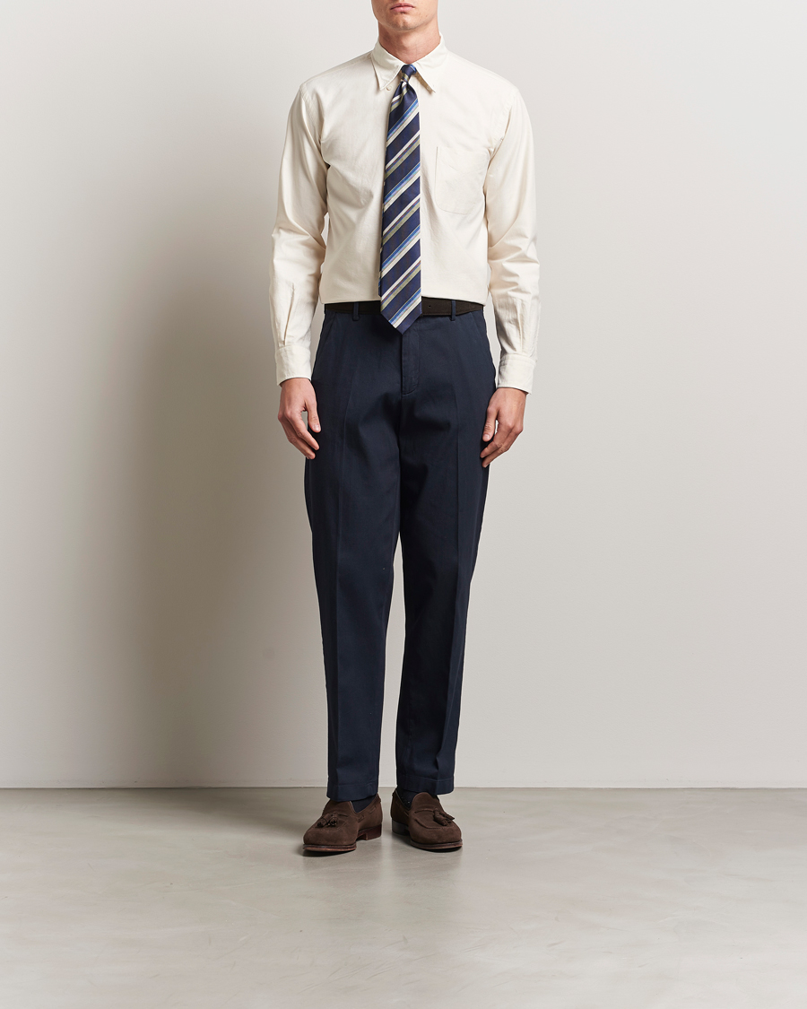 Herre | Skjorter | Kamakura Shirts | Vintage Ivy Oxford Button Down Shirt Beige