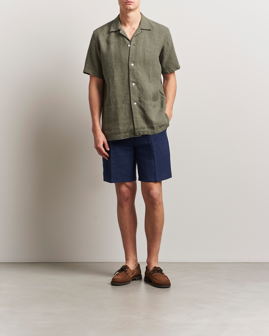 Herre | Skjorter | Kamakura Shirts | Heavy Linen Beach Shirt Green