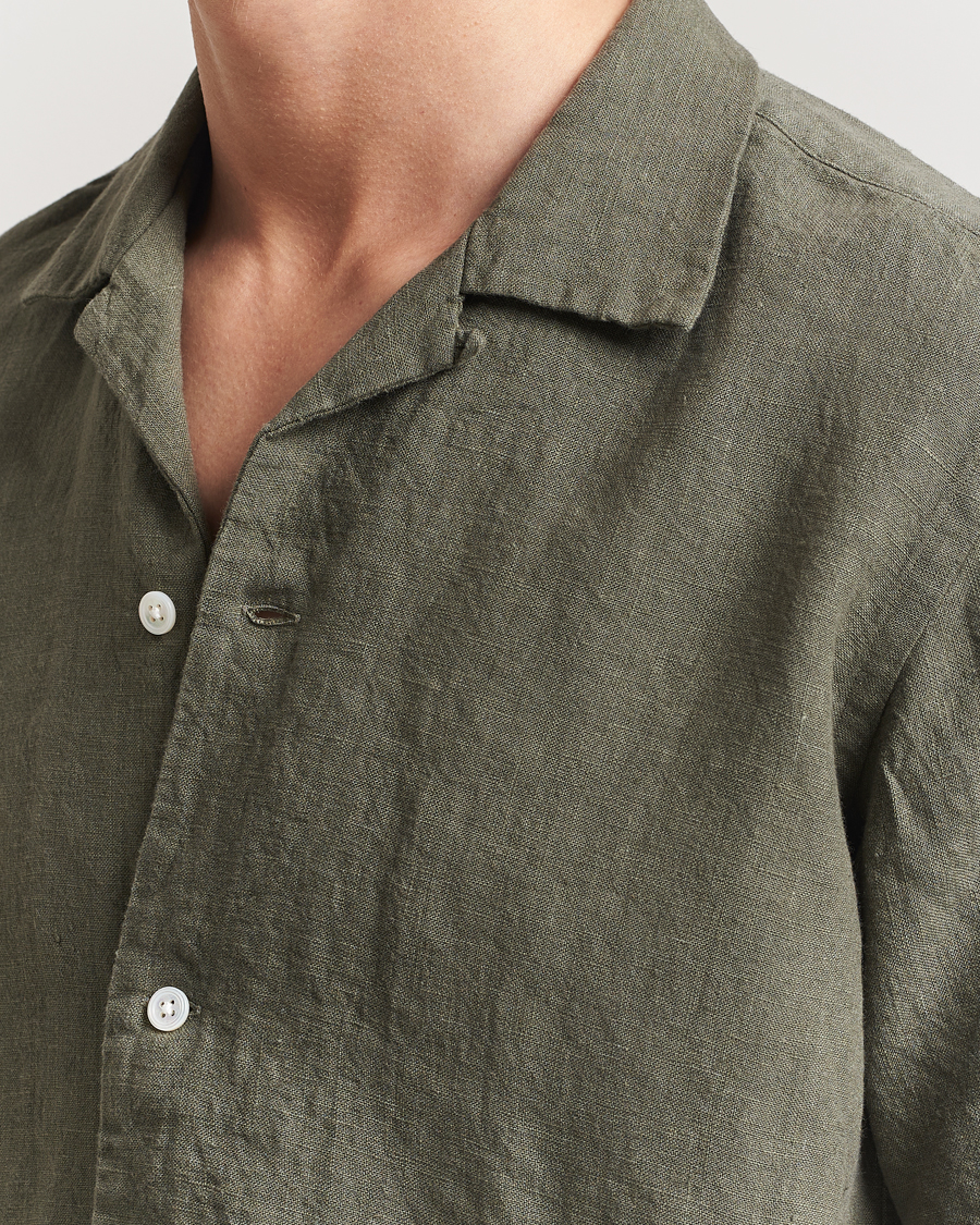 Herre | Skjorter | Kamakura Shirts | Heavy Linen Beach Shirt Green
