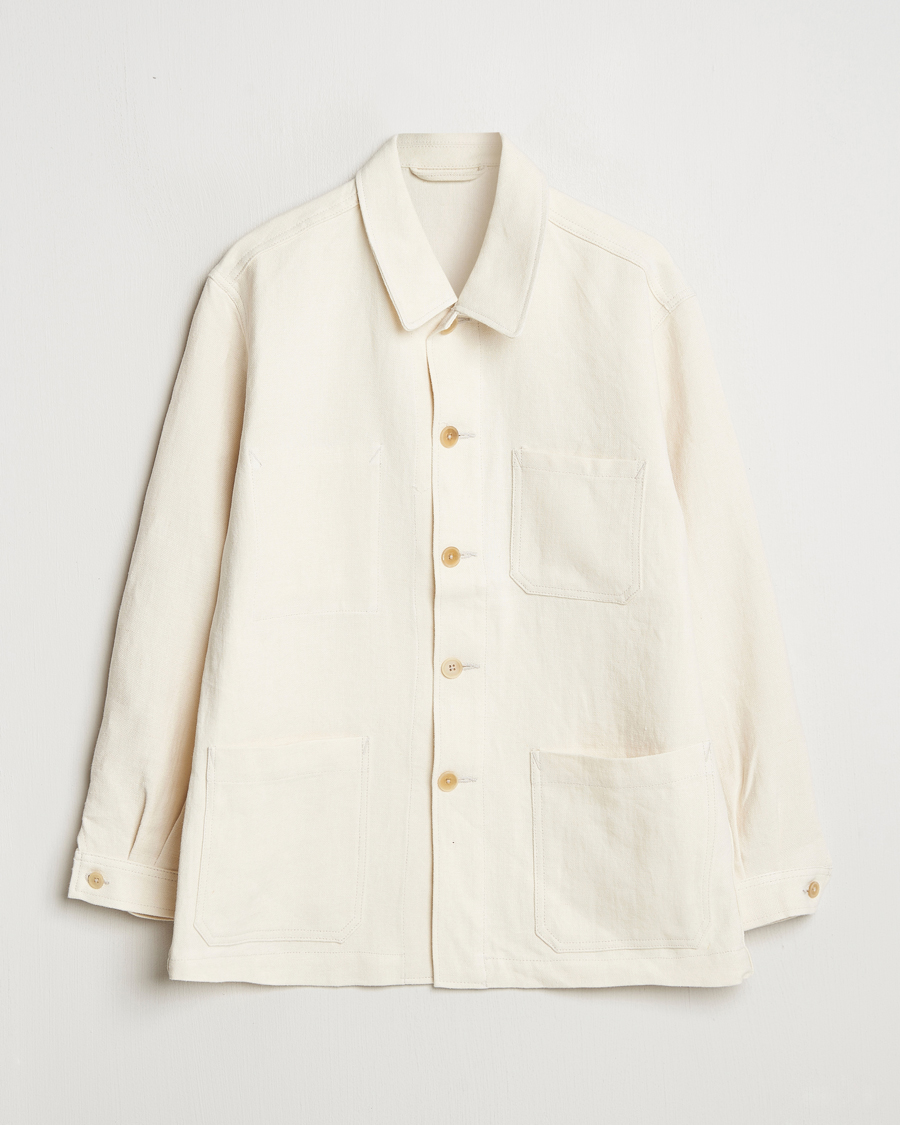Herre | Jakker | Kamakura Shirts | Linen French Worker Jacket Off White