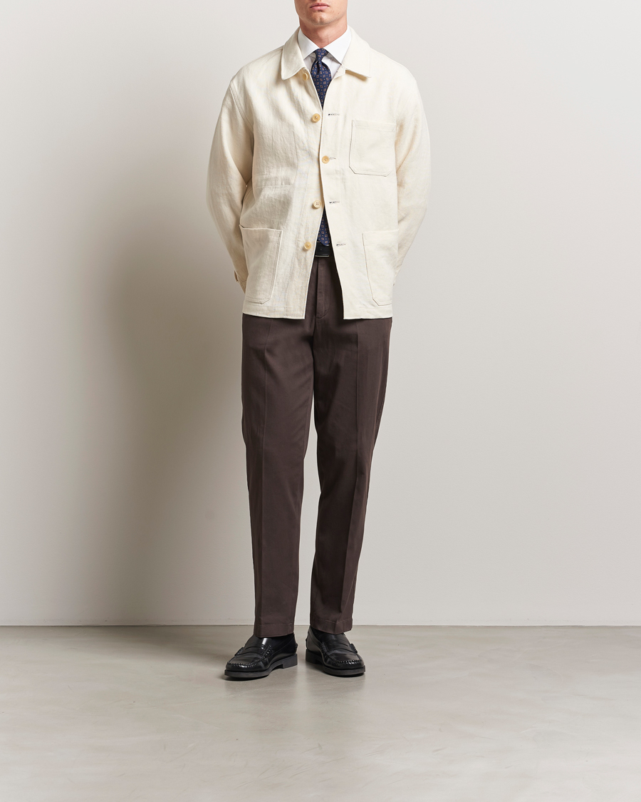 Herre | Jakker | Kamakura Shirts | Linen French Worker Jacket Off White