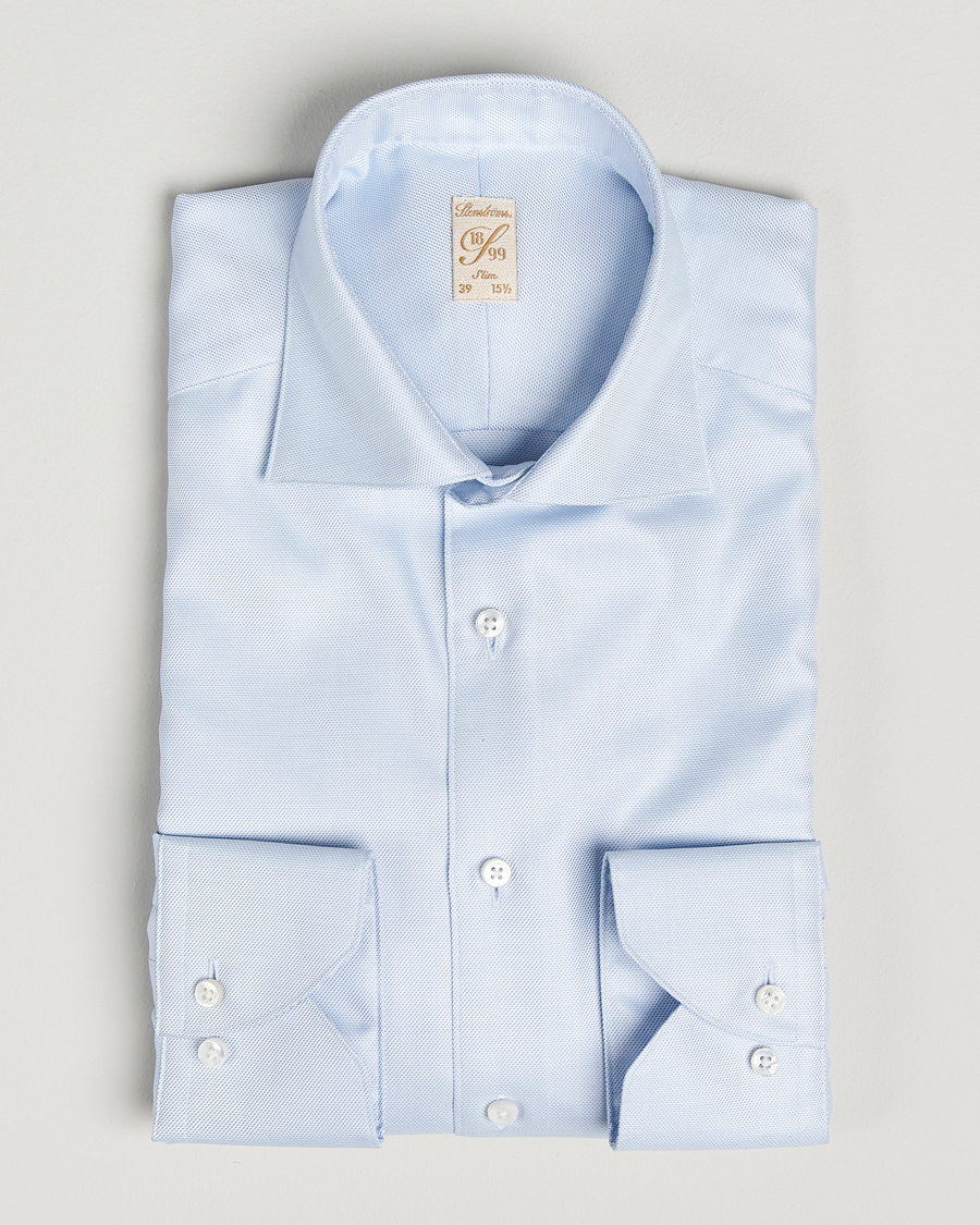 Herre | Skjorter | Stenströms | 1899 Slim Cotton Twill Shirt Light Blue