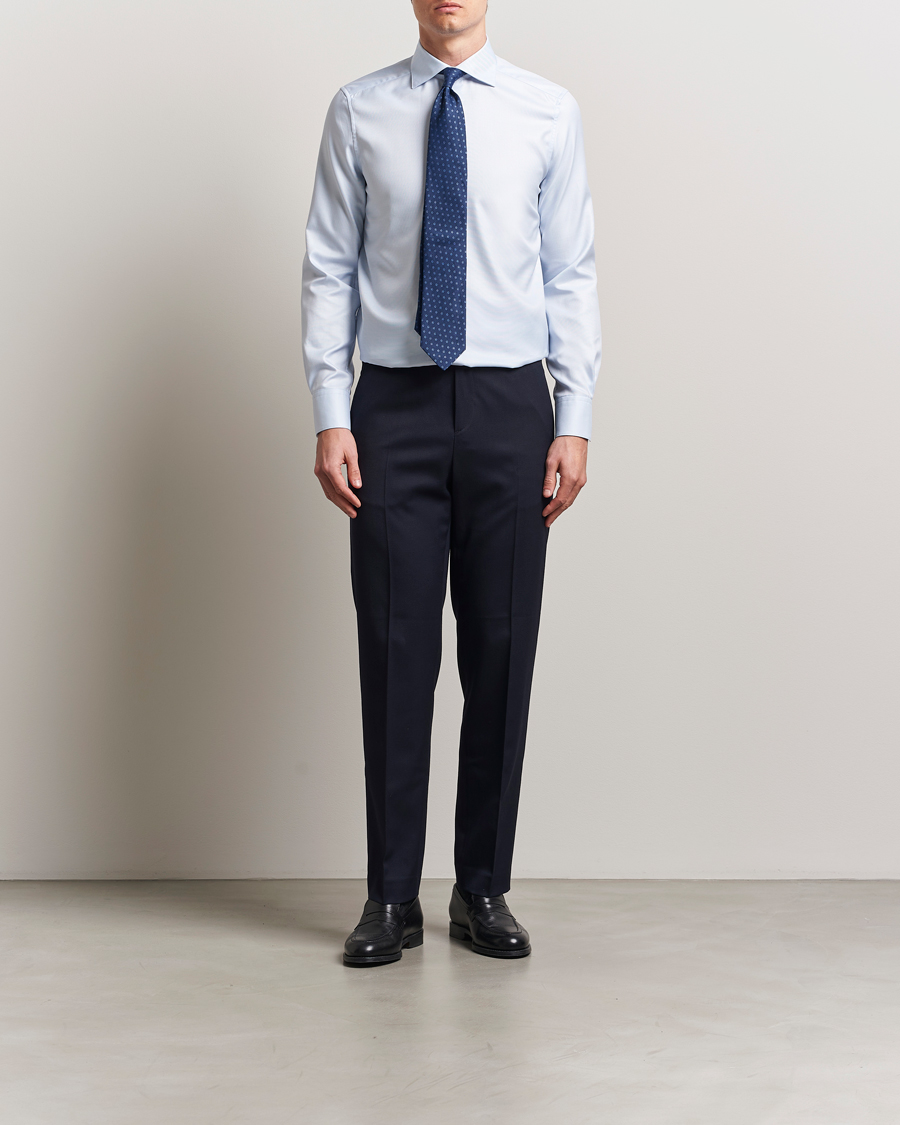 Herre | Skjorter | Stenströms | 1899 Slim Cotton Twill Shirt Light Blue