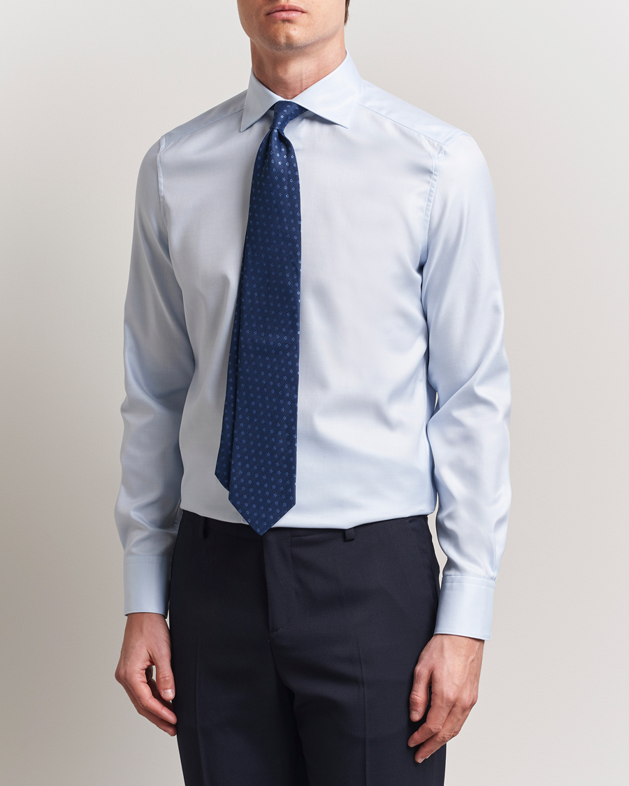 Herre | Skjorter | Stenströms | 1899 Slim Cotton Twill Shirt Light Blue