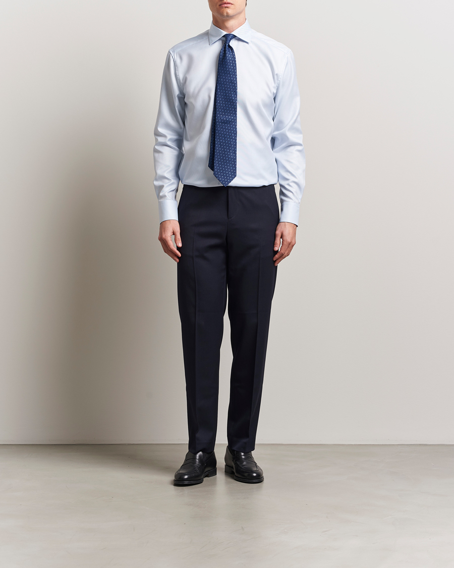 Herre | Skjorter | Stenströms | 1899 Cotton Twill Shirt Light Blue