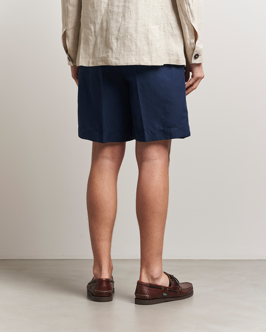 Herre | Shorts | Incotex | Pleated Chinolino Shorts Navy