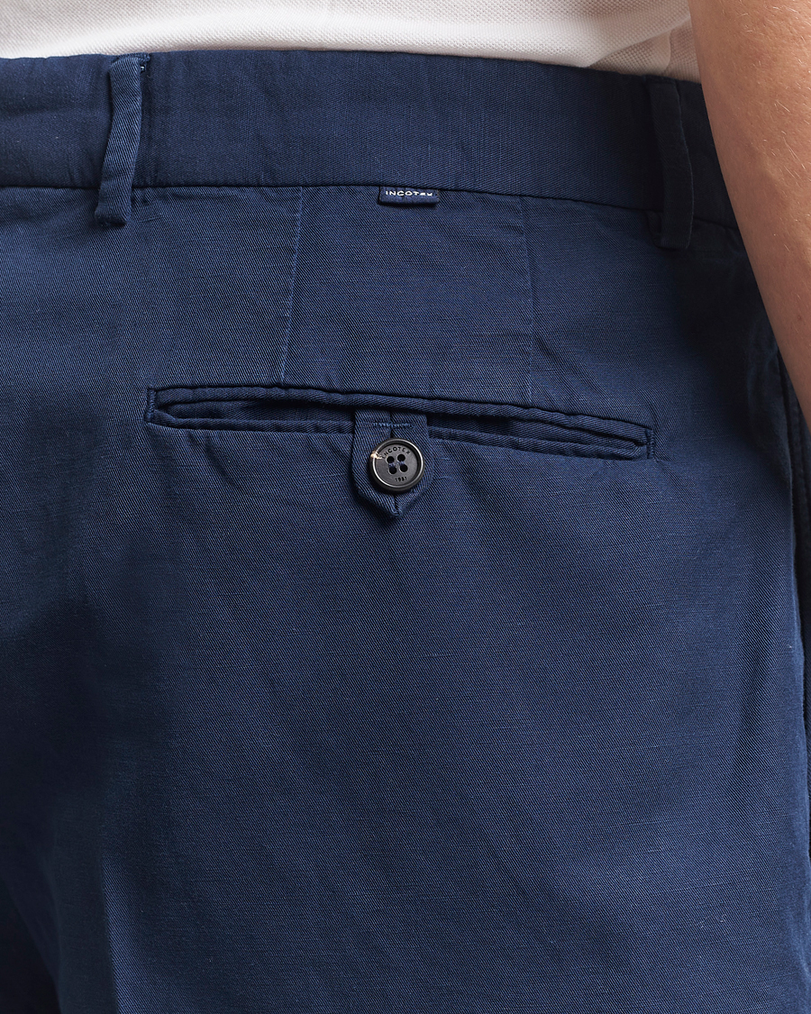 Herre | Shorts | Incotex | Pleated Chinolino Shorts Navy