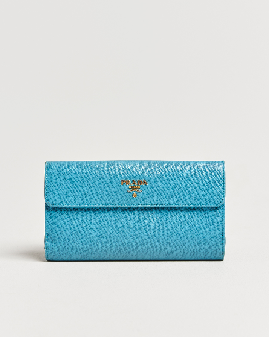 Herre | Pre-Owned & Vintage Bags | Prada Pre-Owned | Saffiano Leather Wallet Light Blue