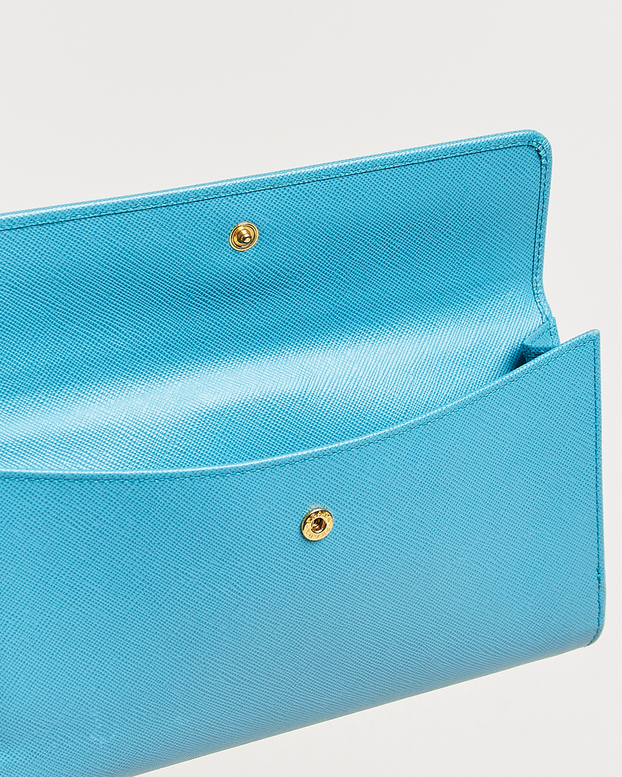 Herre | Pre-Owned & Vintage Bags | Prada Pre-Owned | Saffiano Leather Wallet Light Blue
