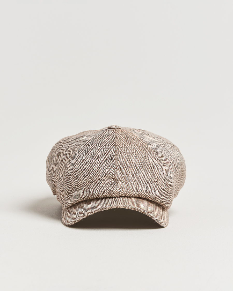 Herre | Hatter og capser | Wigéns | Newsboy Classic Linen Herringbone Cap Brown