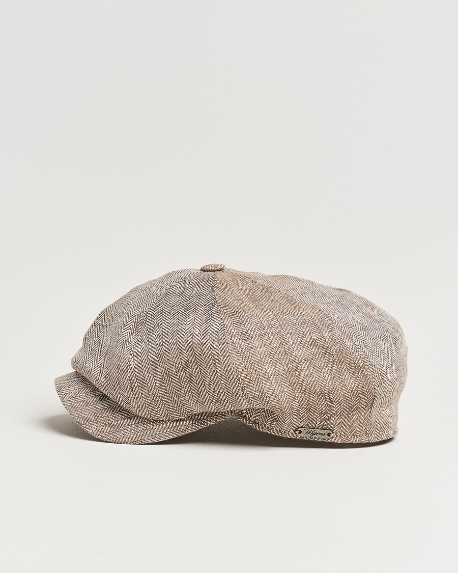 Herre | Hatter og capser | Wigéns | Newsboy Classic Linen Herringbone Cap Brown