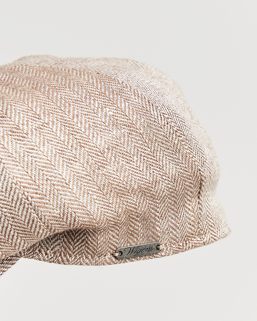 Herre | Hatter og capser | Wigéns | Newsboy Classic Linen Herringbone Cap Brown
