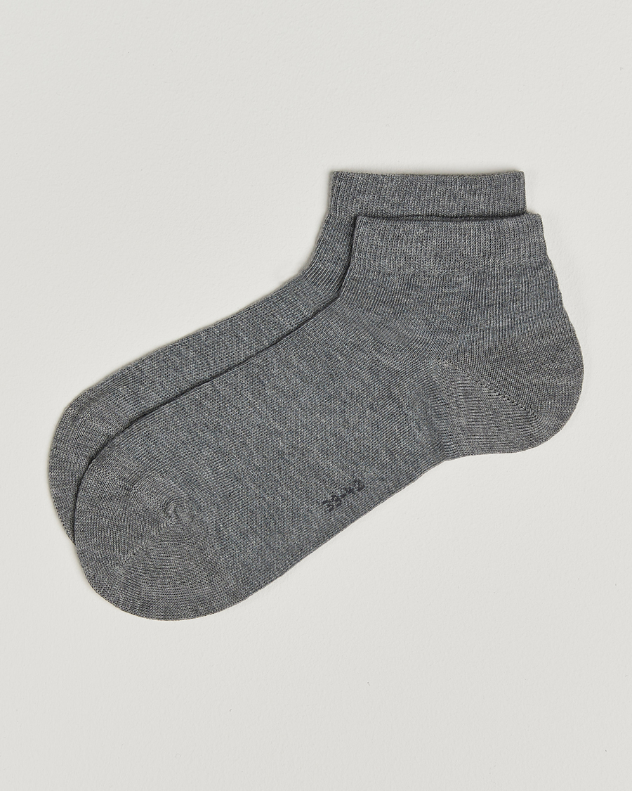 Herre | Undertøy | Falke | Happy 2-Pack Cotton Sneaker Socks Light Grey Melange