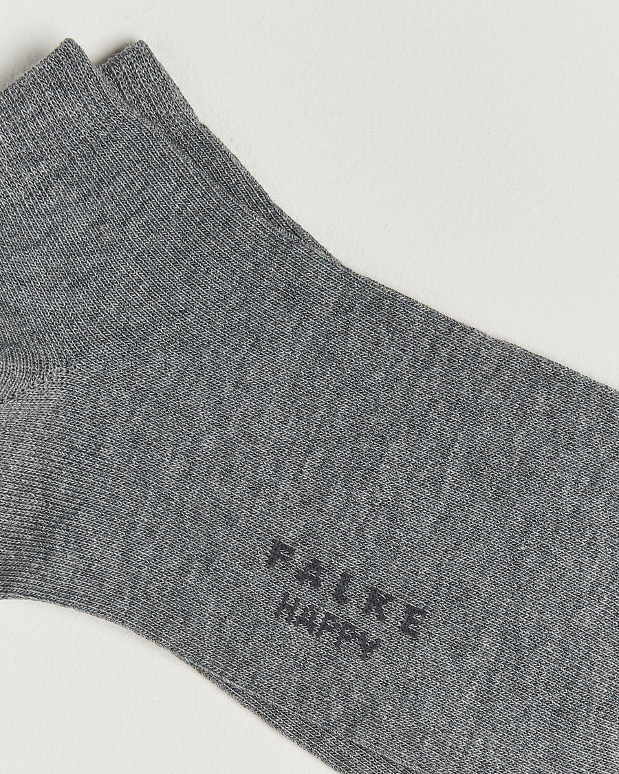 Herre | Undertøy | Falke | Happy 2-Pack Cotton Sneaker Socks Light Grey Melange