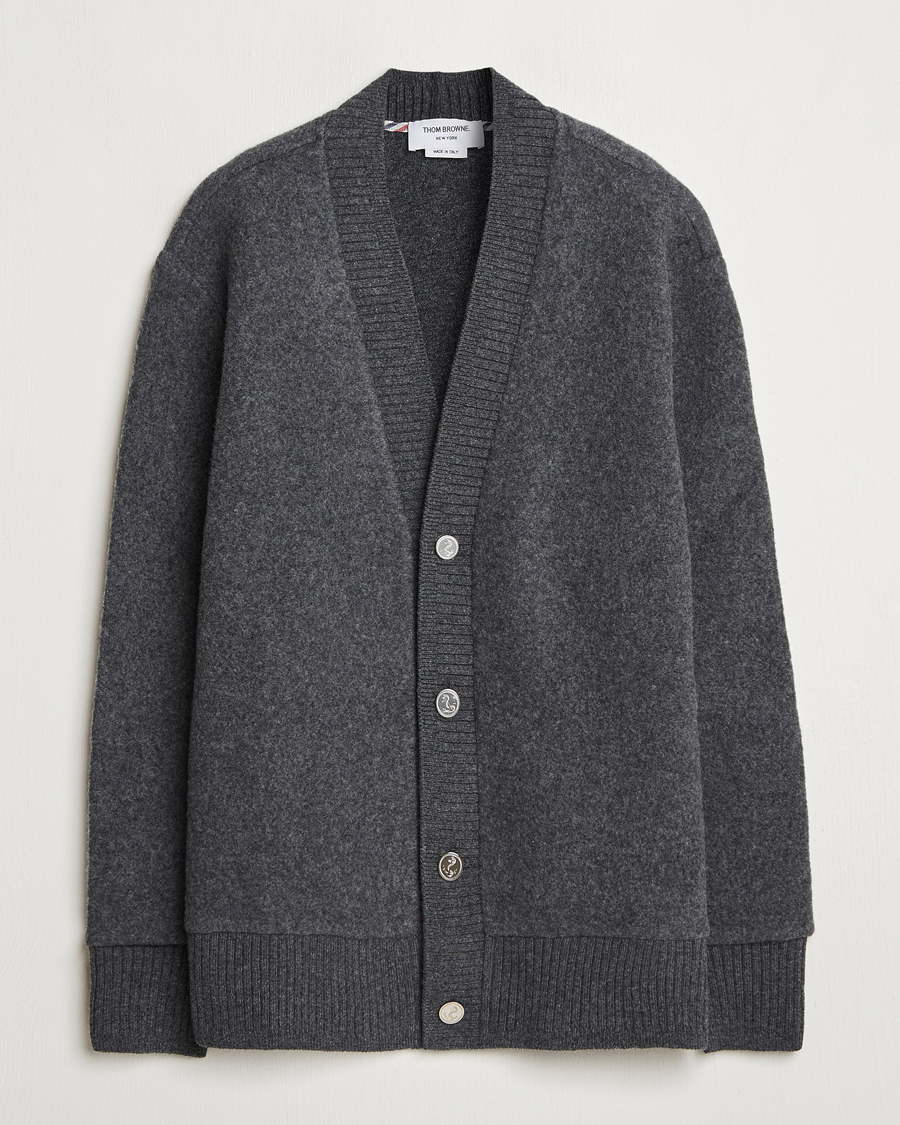 Herre | Gensere | Thom Browne | Wool Fleece Cardigan Charcoal