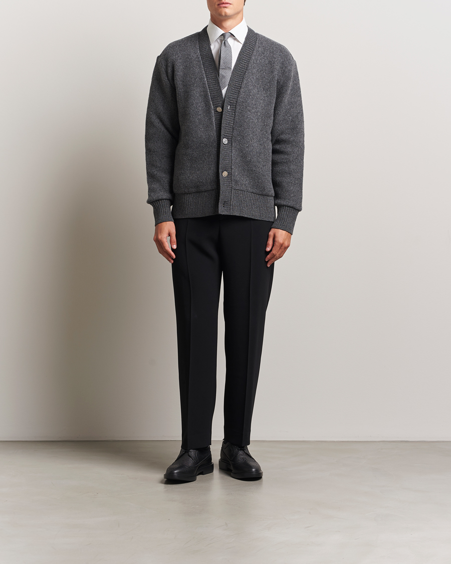Herre | Gensere | Thom Browne | Wool Fleece Cardigan Charcoal